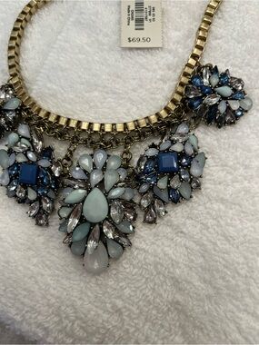 Statement Bib Necklace with Blue and Light Aqua Stones by Talbots